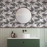  Tapeta - Flying birds – a delicate pattern of white and grey herons on a grey background 50x1000 Vodootporna | shoptok.hr