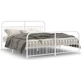 vidaXL Kovinski posteljni okvir z vzglavjem in vznožjem bel 183x213 cm