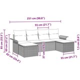 vidaXL 6-dijelni set vrtnog kauča s jastučićima svjetlosiva poli ratan | shoptok.hr