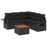  6-dijelni set vrtnih sofa s jastucima crni od poliratana | shoptok.hr