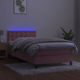  Krevet box spring s madracem LED ružičasti 100x200cm baršunasti | shoptok.hr
