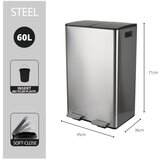 Spirella Jeklen koš za smeti 2x30 l za ločevanje odpadkov/s pedalom v mat srebrni barvi Aliya – | Shoptok.si