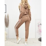 Resti Brown women's insulated tracksuit set with stripes - Clothing | Shoptok.si