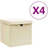 vidaXL Kutije za pohranu s poklopcima 4 kom 28 x 28 x 28 cm krem | shoptok.hr