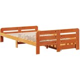 Posteljni okvir brez vzmetnice voščeno rjav 135x190 cm borovina, (21527704) | Shoptok.si