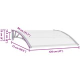 Nadstrešnica za vrata siva i prozirna 120 x 75 cm PC | shoptok.hr