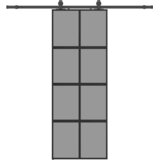  Klizna vrata s priborom crna 76 x 205 cm kaljeno staklo | Eponuda.ba