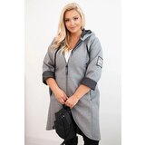 Kesi Włoski Elegant Plus Size women's coat with a collar and large pockets fango Cene