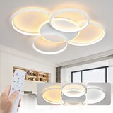 Nettlife LED stropna svetilka za dnevno sobo, zatemnljiva 70 W z daljinskim upravljalnikom, 5 obročev, bela, moderna, akrilna, zatemnljiva, (22111324) | Shoptok.si
