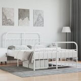 vidaXL Metalni okvir kreveta uzglavlje i podnožje bijeli 140 x 190 cm Cijene