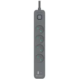 Produzni kabl 1.5m 4 uticnice sa USB I Type-C konektorom PD 20W sa prenaponskom zastitom i prekidacem grafit TRALIS47026