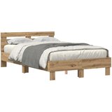vidaXL Hrastov posteljni okvir Artisan hrast Inženirski les 120 x 190 cm | Shoptok.si