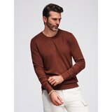 Ombre Men's sweater with round neckline in stretch knit with classic weave - maroon | Shoptok.si
