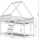 Molarem Home Drveni dječji krevet na kat Sweet - svijetlo drvo - 180x80 - Madrac PE pjena 8 cm-spužvasti madrac | shoptok.hr