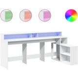 Maison Chic Pisalna miza - pisarniška miza - Računalniška miza z LED lučkami bela 200x104x91 cm inženirski les, (21785479) | Shoptok.si