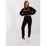 Fashion Hunters Black cotton set with sweatshirt with colorful lettering