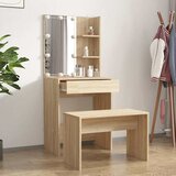  Set toaletnog stolića boja hrasta sonome LED konstruirano drvo Smeđa 60 x 40 x 140 cm | Shoptok.si