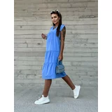 Mayflies Blue summer dress maxi 100% cotton