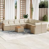  The Living Store Vrtna sedežna garnitura 11-delna z blazinami bež poli ratan - Vrtna Sedežna Garniture, (21453177) | Shoptok.si