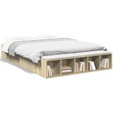 vidaXL Posteljni okvir sonoma hrast 160x200 cm inženirski les | Shoptok.si