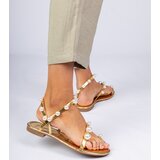 D/CEO marka niezdefiniowana Gold women's sandals decorated with pearls Sarino | ePonuda.com