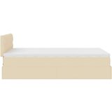 vidaXL Otomanski posteljni okvir z vzmetnico krem 120x200 cm blago | Shoptok.si