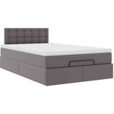 vidaXL Otomanski posteljni okvir z vzmetnico siv 120x190 cm um. usnje, (21611910) | Shoptok.si