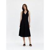 Reserved Midi haljina od mješavine lana - crno | shoptok.hr