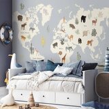  Foto tapeta - Pastel Planet - Animals and Underwater Plants on a Map 147x105 Samoljepljiva | shoptok.hr