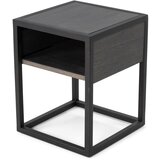 Spinder Design Črna/siva nočna omarica s hrastovo mizno ploščo s policami Diva – Cene