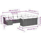 11-dijelni set vrtnih sofa od poliratana s jastucima crni | shoptok.hr