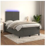  Box spring postelja z vzmetnico LED temno siva 120x200 cm žamet | Shoptok.si