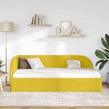 vidaXL Kotna postelja z vzglavjem Rumena 100 x 200 cm Žamet | Shoptok.si