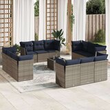  Vrtna garnitura - 13-dijelni set vrtnih sofa od poliratana s jastucima sivi - siva i modra Sa stolom 1 | shoptok.hr