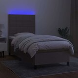  Krevet box spring s madracem LED smeđesivi 100x200 cm tkanina | shoptok.hr