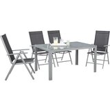 Ambia Garden ZLOŽLJIV VRTNI SEDEŽ aluminij črna, srebrne barve, bela | Shoptok.si
