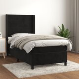 Maison Chic Box spring postelja - Vzmetna postelja z vzmetnico črna 90x200 cm žamet SL20500, (21881673) | Shoptok.si