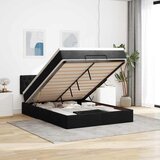 vidaXL Otomanska postelja z vzmetnico & LEDs črna 140x200 cm Tkanina, (22011621) | Shoptok.si