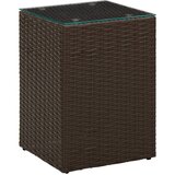 Furnova Stranska mizica s stekleno površino rjava 35x35x52cm poli ratan, (21915344) | Shoptok.si