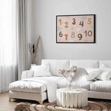  Slika - Jumping Numbers - Numbers in a Subdued Beige-Brown Hue Among Snowflakes Stars and Clouds 120x80 U crnom drvenom okviru | shoptok.hr
