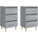 Furnova Nočna omarica z lesenimi nogami 2 kosa siva sonoma 40x35x69 cm, (21926014) | Shoptok.si