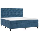 vidaXL Krevet box spring s madracem LED tamnoplavi 180x200 cm baršun | shoptok.hr