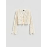Reserved Top s visokim udjelom pamuka - krem | shoptok.hr