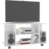 TV ormarić s kotačima bijeli 80 x 40 x 45 cm konstruirano drvo | Eponuda.com