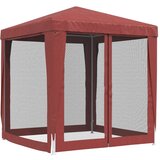 Šator za zabave s 4 mrežasta bočna zida crveni 2 x 2 m HDPE | shoptok.hr