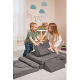 ECO TOYS dječja modularna sofa – siva chenille tkanina, sklopiva, 10 mekanih jastuka, za 2 osobe | shoptok.hr
