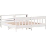 vidaXL Posteljni okvir z vzglavjem bel 200x200 cm trdna borovina, (21303944) | Shoptok.si