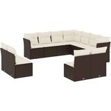 vidaXL 11-dijelni set vrtnih sofa od poliratana s jastucima smeđi | shoptok.hr