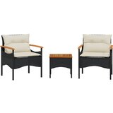 Maison Chic Seti vrtnega pohištva - Vrtna garnitura - Vrtni pohištvo set 3-delna z blazinami črn poli ratan, (21811548) | Shoptok.si