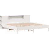 vidaXL Knjižna postelja brez vzmetnice bela 200x200 cm trdna borovina | Shoptok.si